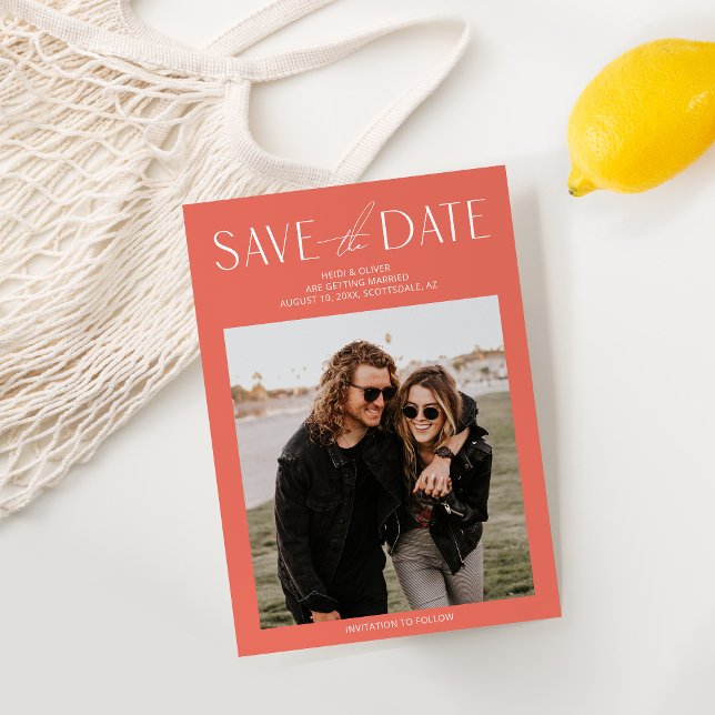 Carte Simple Blush Pink Photo Enregistrer la date Invita (Créateur téléchargé)