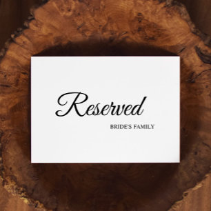 Carte Simple calligraphie noir et blanc signe réservé