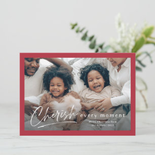 Carte Simple Cherish Script 2 Photo Noël