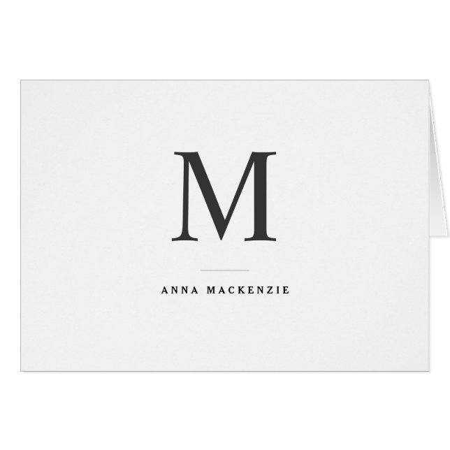 Carte simple classique Monogramme moderne pliée No (Devant horizontal)