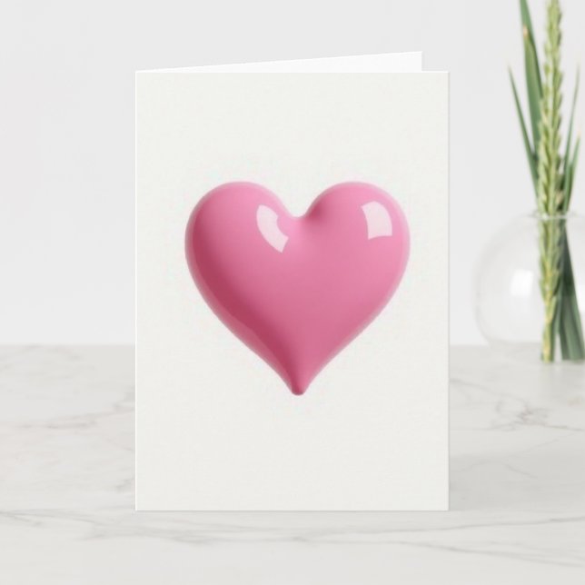Carte simple cœur rose brillant (Devant)