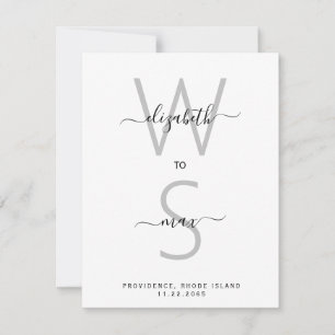 Carte Simple Couple Initiales & Nom Enregistrer la date