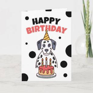 Carte Simple Cute Dalmatie et Gâteau Anniversaire