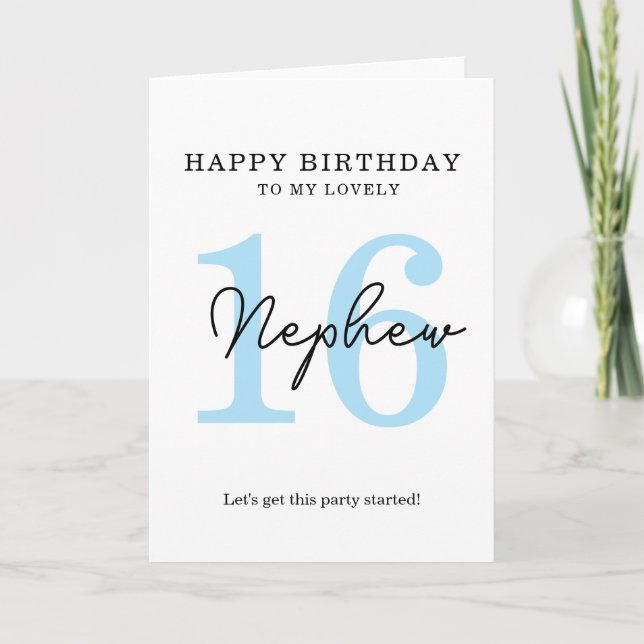 Carte simple d'anniversaire 16 ans. (Devant)