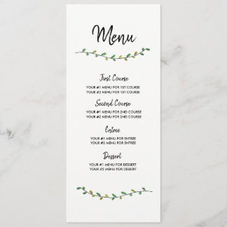 Carte simple de menu de mariage de verdure