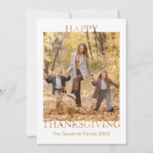 Carte simple de remerciement de photo de Thanksgiv (Devant)