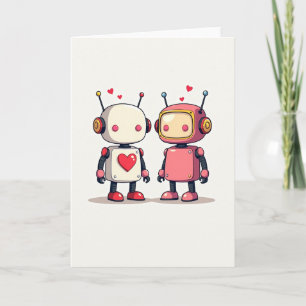 Carte simple de robots pour la Saint-Valentin