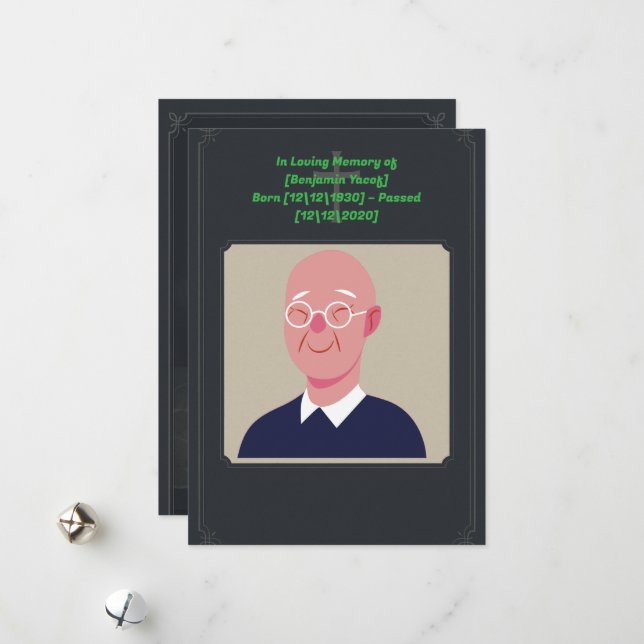 Carte simple d'invitation funéraire (Devant/Arrière en situation)