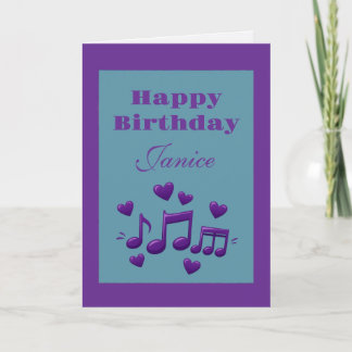 Carte Simple Elegant Birthday Music Notes Birthday