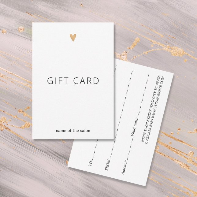 Carte Simple Elegant Blanc Faux Or Coeur Beauté (Créateur téléchargé)