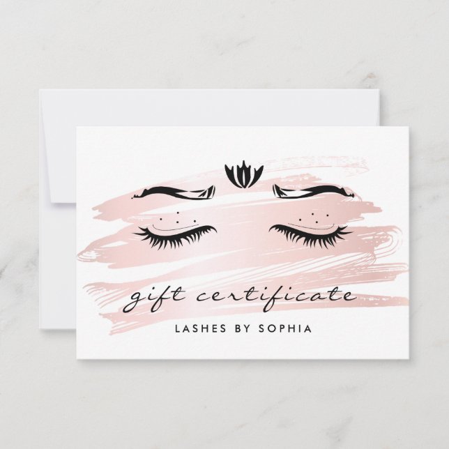 Carte Simple Elegant Blush Pink Lashes Certificat cadeau (Devant)
