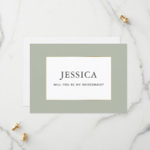 Carte simple Elegant Gold Sage Green Bridesmaid