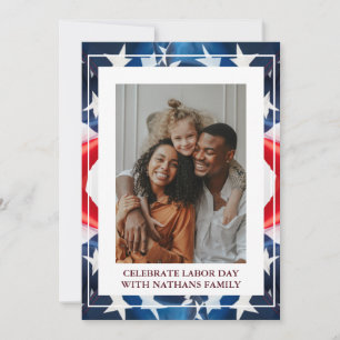 Carte Simple Elegant Happy Labor Day avec drapeau améric