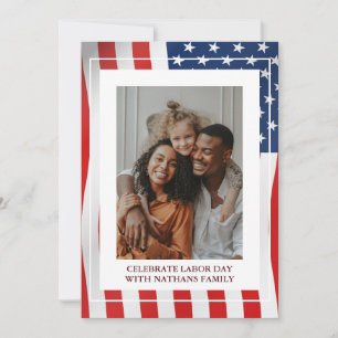 Carte Simple Elegant Happy Labor Day avec drapeau améric