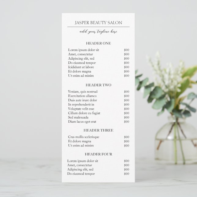 Carte Simple Élégant Minimal Moderne Tarifs d'entreprise (Debout devant)