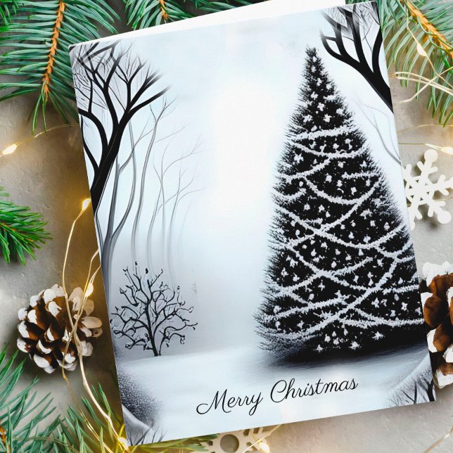 Carte Simple Elegant noir et blanc une photo Noël (Créateur téléchargé)