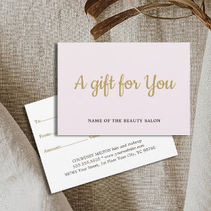 Carte Simple Élégant Rose Pâle Faux Or Beauté