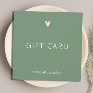 Carte Simple Élégant Vert Faux Or Cœur Beauté