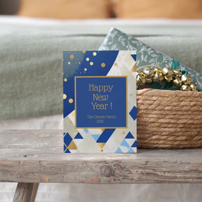 Carte simple élégante du Nouvel An à paillettes bl (Créateur téléchargé)