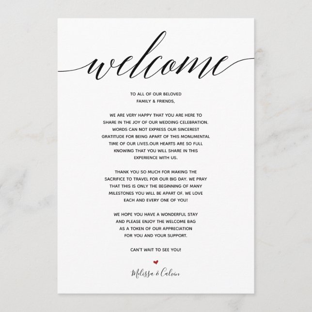 Carte simple et élégante de mariage Accueil & Évén (Devant)