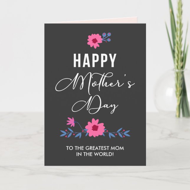 Carte Simple fête des mères florales (Devant)