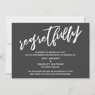 Carte simple gris foncé d'annulation de mariage av