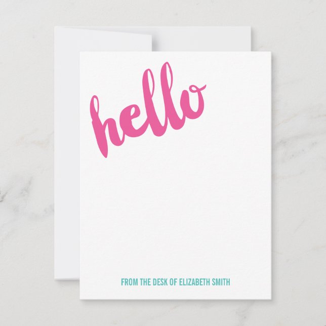 Carte simple Hello personnalisée de papier à lettr (Devant)