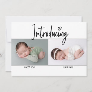 Carte Simple introduction de Script Twins garçon et fill