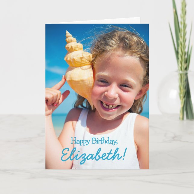 Carte Simple Jouer Cursive Typographie Photo Anniversair (Devant)