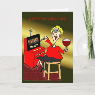 CARTE SIMPLE MACHINE HEUREUSE SIS D'ANNIVERSAIRE