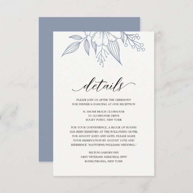 Carte simple Mariage floral Dusty (Devant / Derrière)