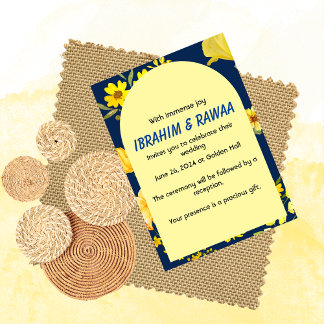 Carte simple Mariage jaune