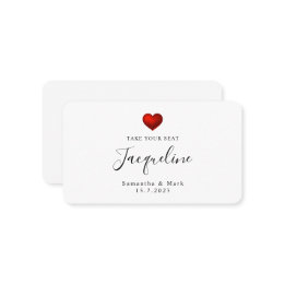 Carte simple Mariage moderne Red Heart Flat Place 