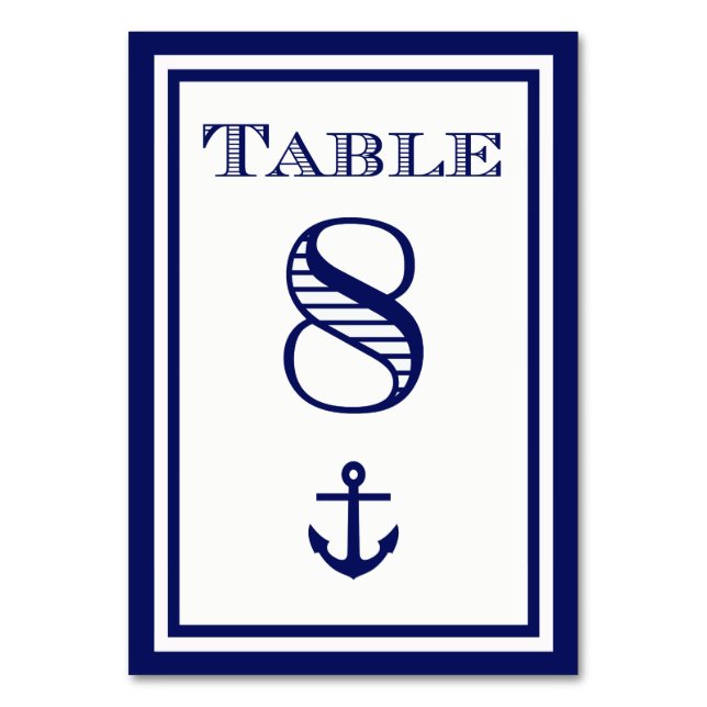 Carte simple marine bleue encadrée d'Ancre de tabl (Par défaut)