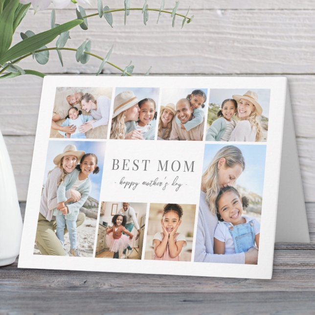 Carte Simple Meilleure Maman Collage de Photos Fête des  (Simple Best Mom Photo Collage Mother's Day Card)