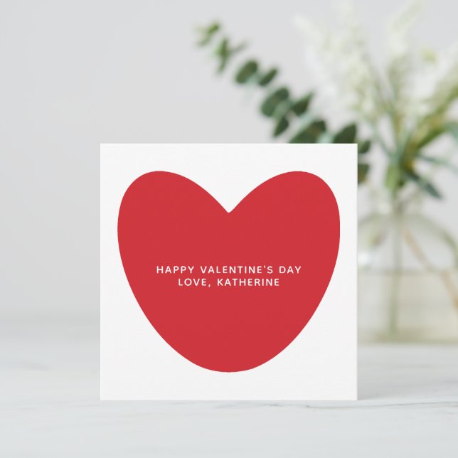 Carte Simple mignon coeur rouge personnalisé Saint Valen (Debout devant)