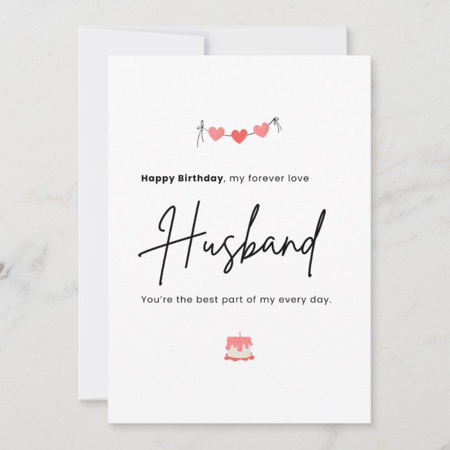 Carte Simple Minimalist Husband Birthday (Devant)