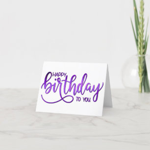 Carte Simple minimaliste à la main lettrage violet Anniv