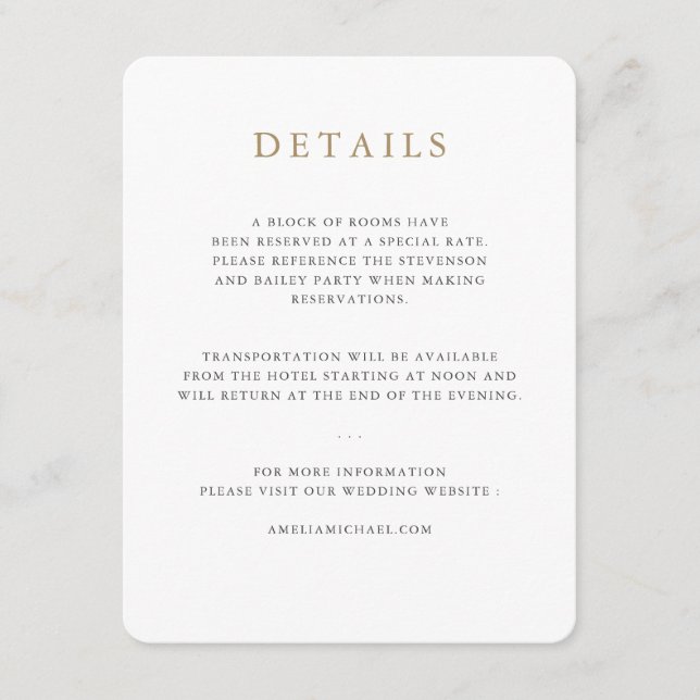Carte Simple Minimaliste Mariage Détails (Devant)