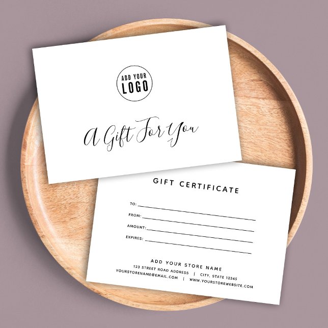 Carte Simple Modern Ajouter Votre Certificat Cadeau Logo (Créateur téléchargé)