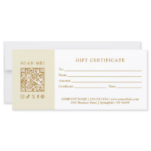 Simple Modern Business QR Code Gift Certificate
