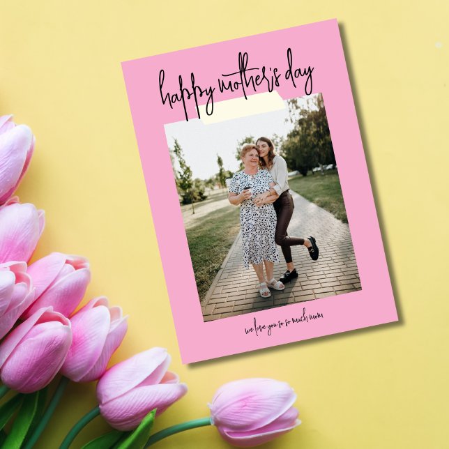 Carte Simple Modern Script 2 Photo Happy Mother's Day (Créateur téléchargé)