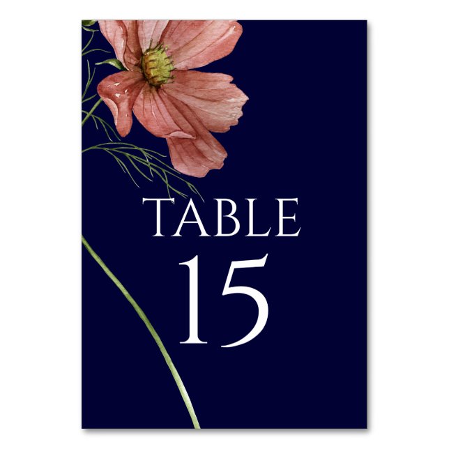 Carte simple moderne Floral Navy Table Card (Par défaut)