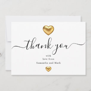 Carte simple moderne Mariage blanc Gold Heart Flat