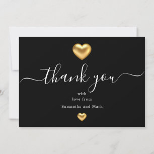 Carte simple moderne Mariage noir Or coeur plat