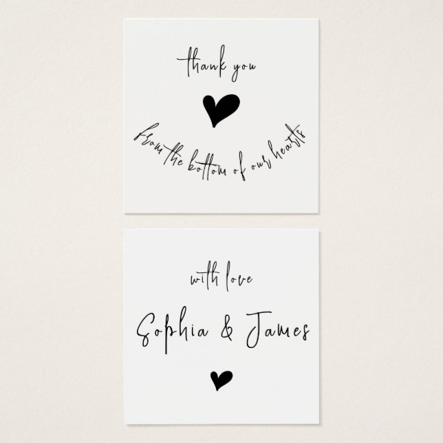 Carte simple moderne Merci Hearts Couple Card (Devant & derrière)