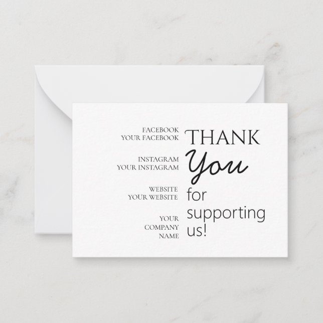Carte simple, moderne, Merci plat (Devant)