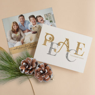 Carte Simple moderne Noël Paix Or en argent Photo