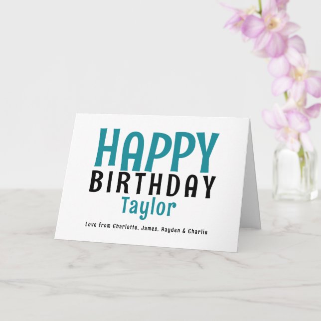 Carte Simple moderne Nom personnalisé Joyeux anniversair (Orchidée)