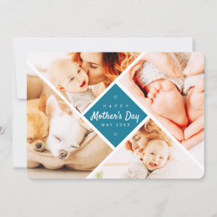 Carte Simple moderne photos personnalisées Joyeux fête d